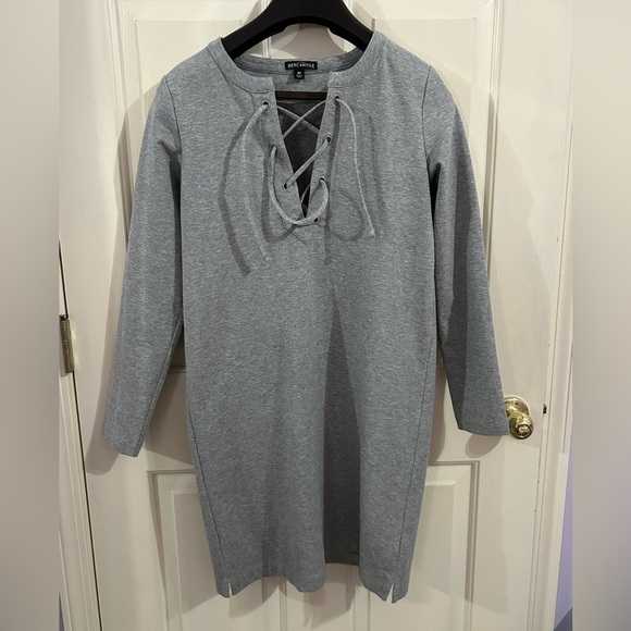 J. Crew Dresses & Skirts - J. Crew Mercantile Women’s XS Heather Gray Long Sleeve Knit Lace Up Shift Dress